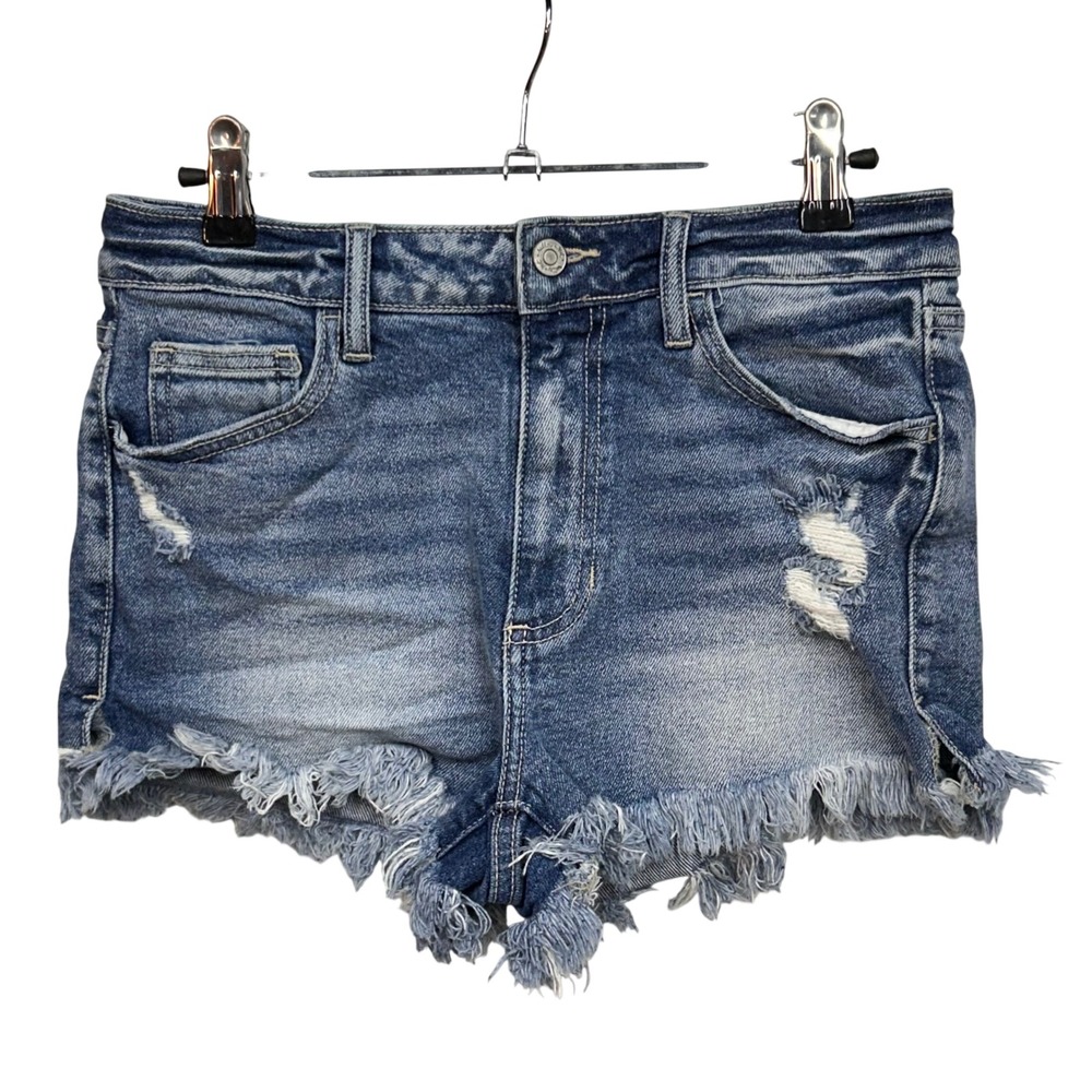Willow + Root The Vintage Dad Jean Distressed Denim Shorts Size 26 Frayed Hem